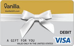 Vanilla Visa Wrapped Bow Silver Gift Card